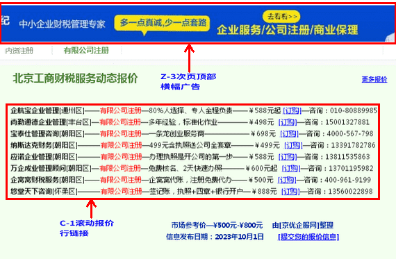 次页滚动报价广告图例